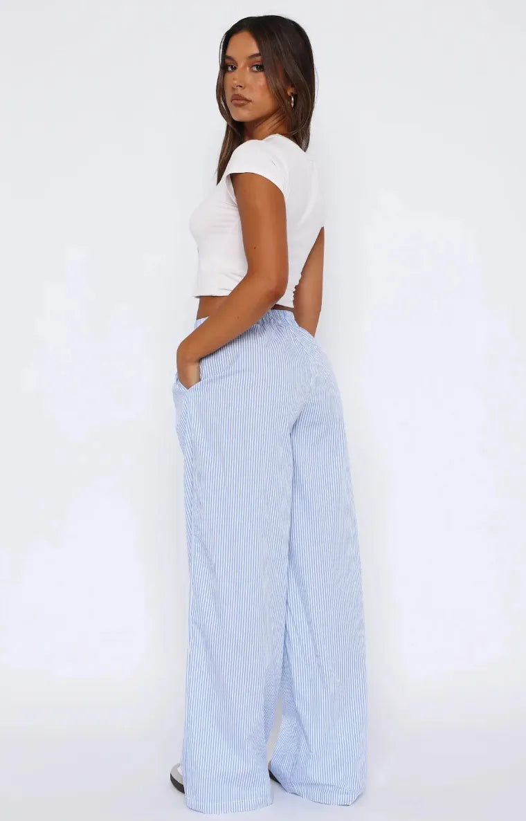 Marielle™ I Pantalon Rayé Alix - Jambes Larges avec Poches
