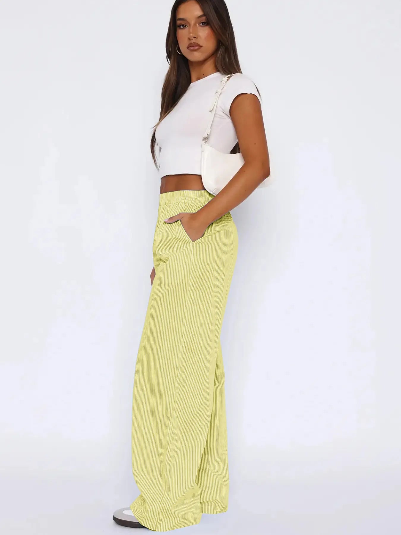 Marielle™ I Pantalon Rayé Alix - Jambes Larges avec Poches