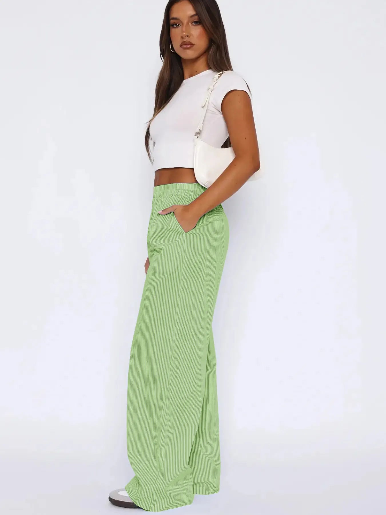 Marielle™ I Pantalon Rayé Alix - Jambes Larges avec Poches