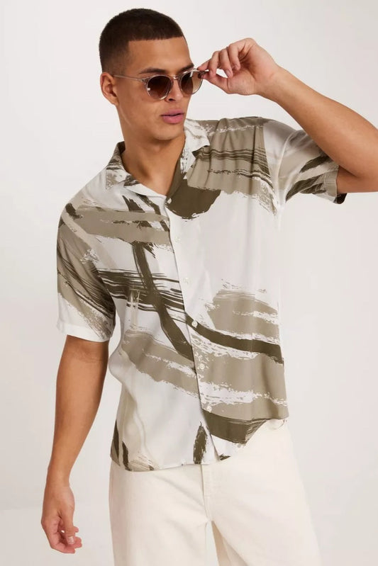 Chemise JJJeff Taupe Manches Courtes