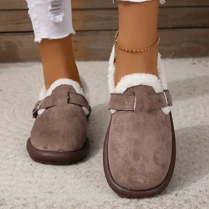 Ballerines confortables doublées en polaire avec bride à boucle