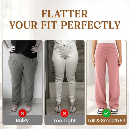 Nara™ - Haute élasticité - Pantalon décontracté taille haute à jambe droite