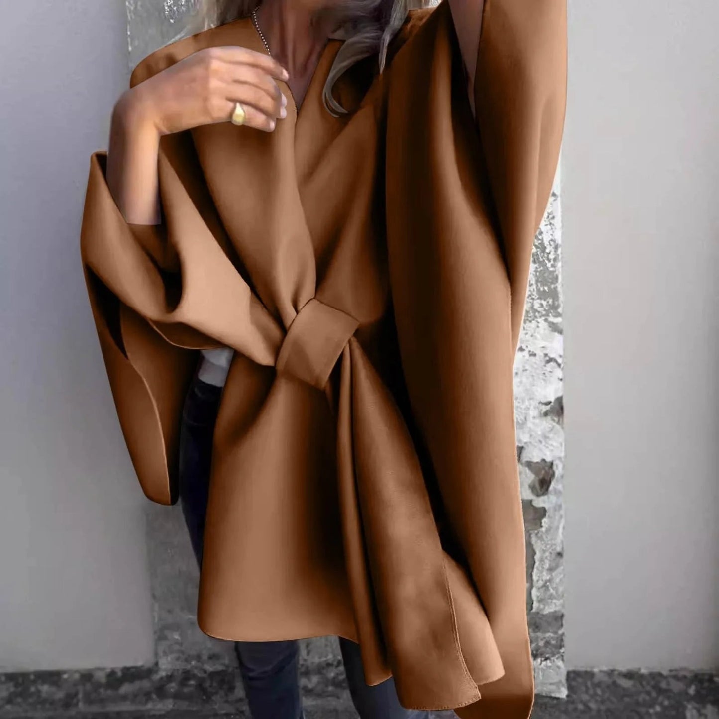 Cardigan long en maille confortable avec manches chauve-souris