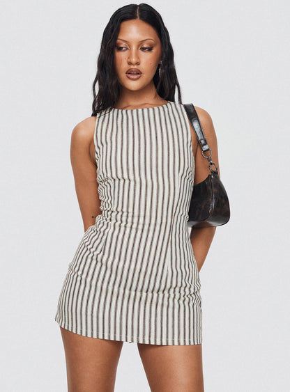 Robe mini décontractée à rayures pour femme tenue d'été