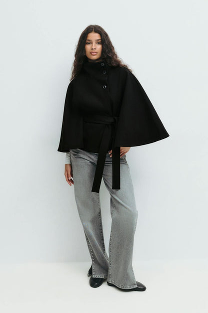Veste cape à ceinture