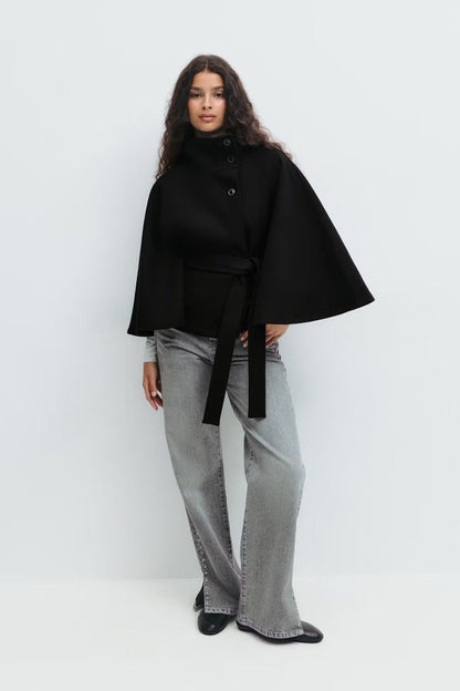 Veste cape à ceinture