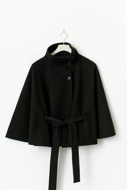 Veste cape à ceinture