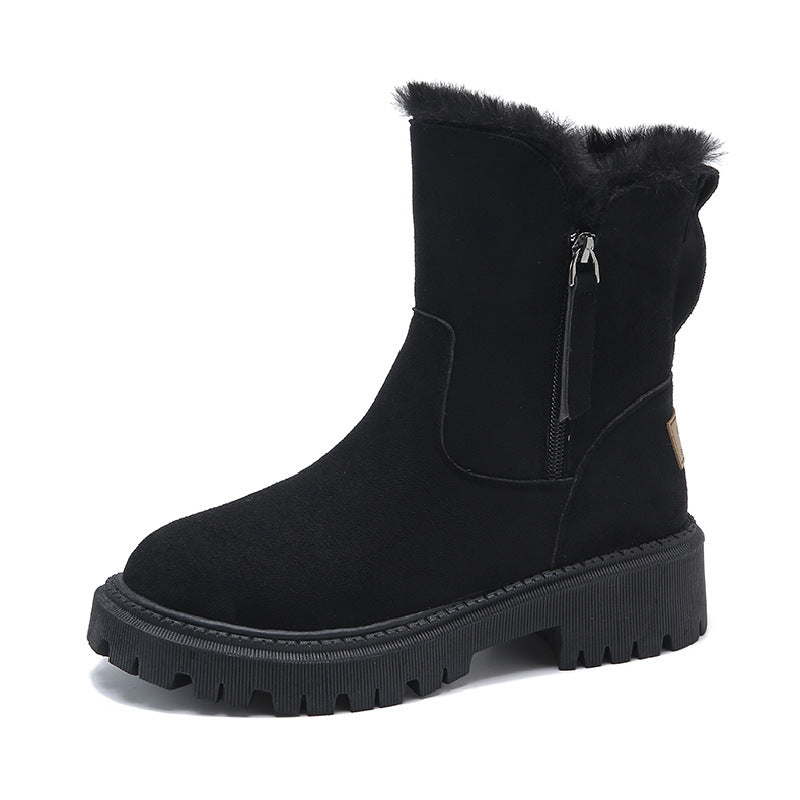 Bottes Cheville Chic Effet Daim avec Doublure en Fourrure Douillette