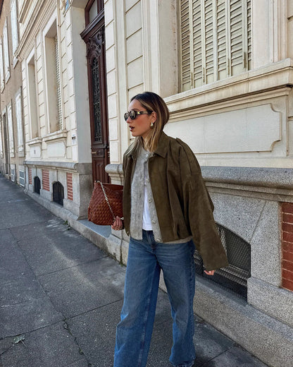 Blouson Aviateur en Daim pour Femme