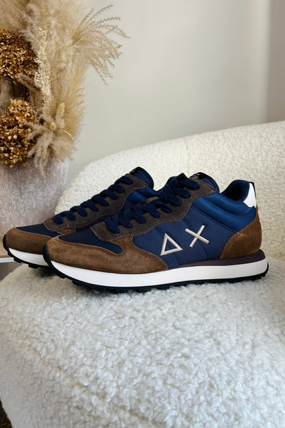 SUN 68 Tom  2.0 Solid Bleu Marine/Camel Mid