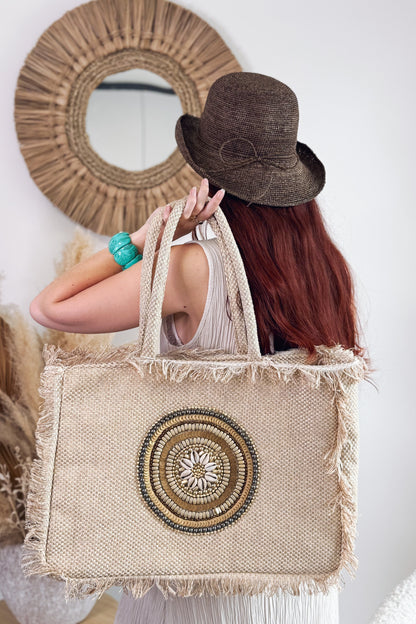 Sac En Paille Bessy Doré