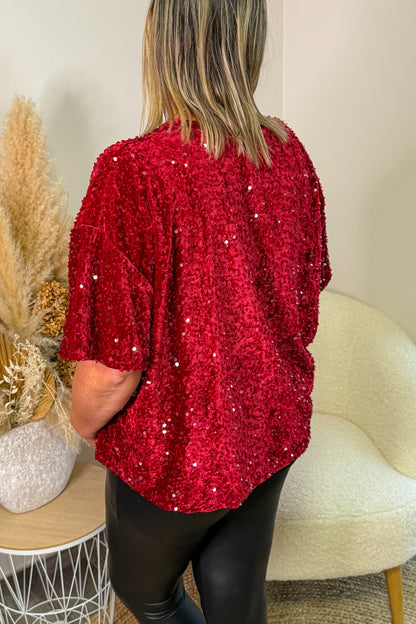 Top Brista Bordeaux à Sequins Transparents GT