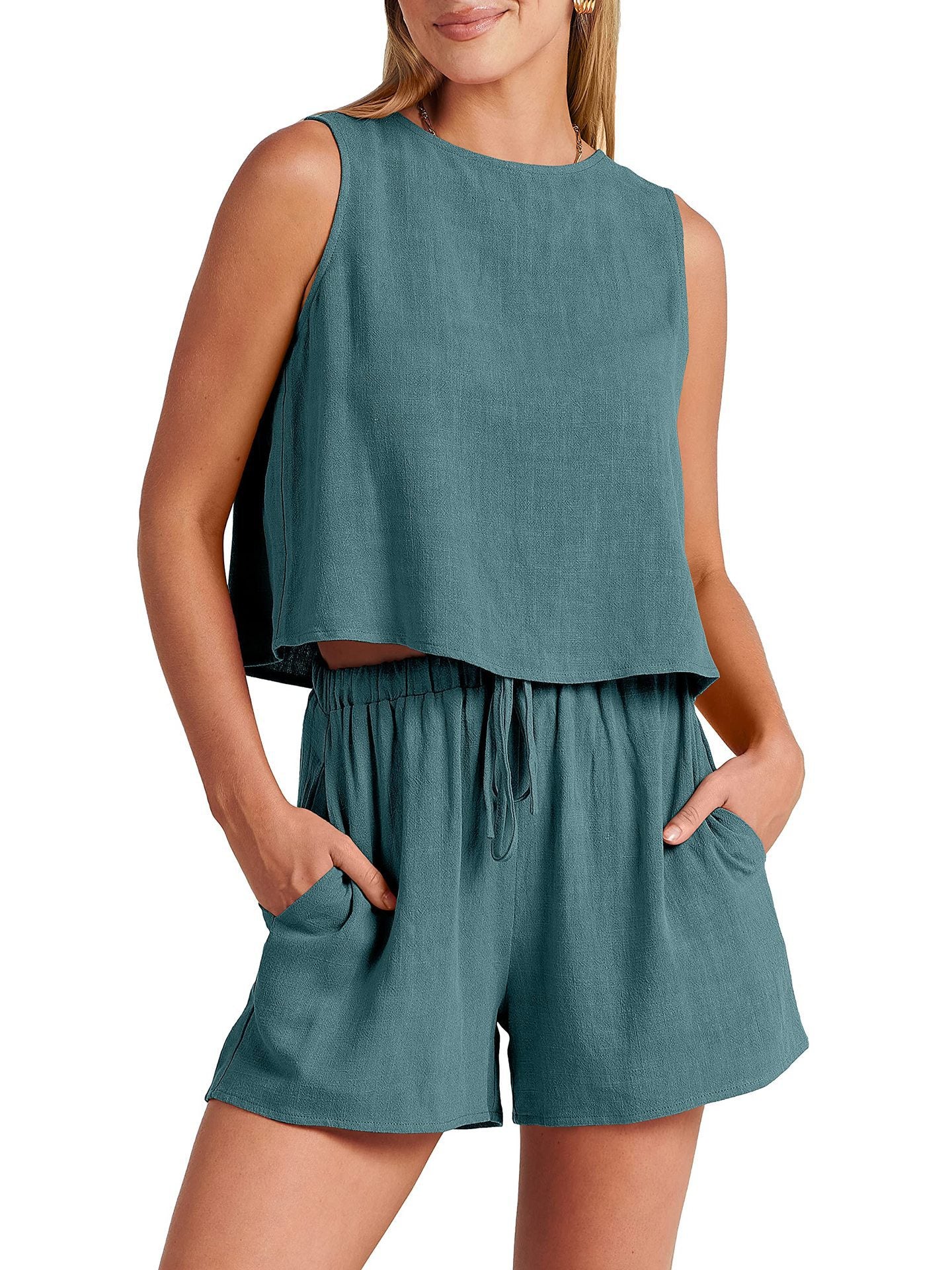 Ensemble Sans Manches À Haut Court Et Short Femmes