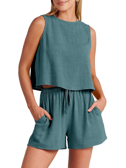 Ensemble Sans Manches À Haut Court Et Short Femmes