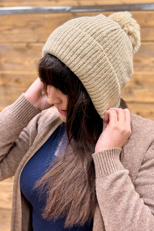 Bonnet à pompon Mirabelle Beige