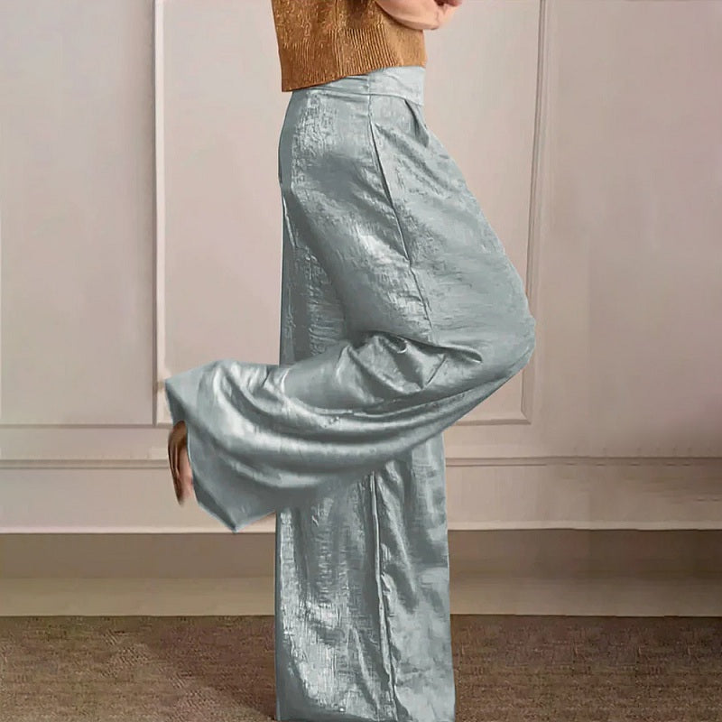 Pantalon vintage décontracté en couleurs métallisées pour dames