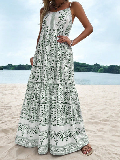 Tropical Vibes : robe femme à ourlet froncé et imprimé végétal