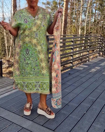 Ailina™ -Robe col V imprimée