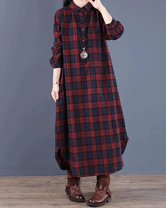 Riva Lefèvre | Robe à Manches Longues à Carreaux