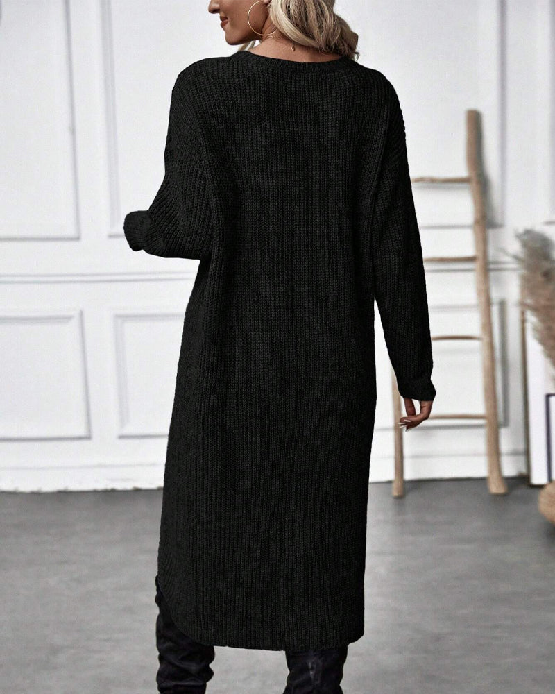 Robe Pull Midi Élégante Asymétrique À Manches Longues Pour Femmes