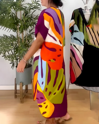 Nerissa™ - Robe décontractée à imprimé feuillage coloré pour un style frais et naturel