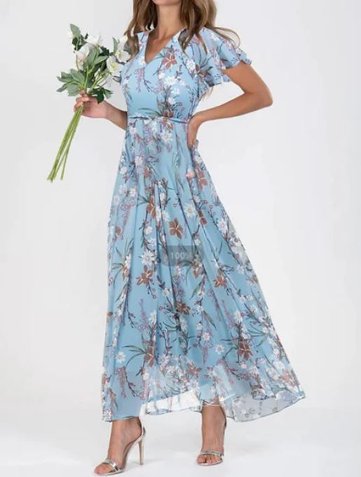 Robe manches courtes à imprimé floral