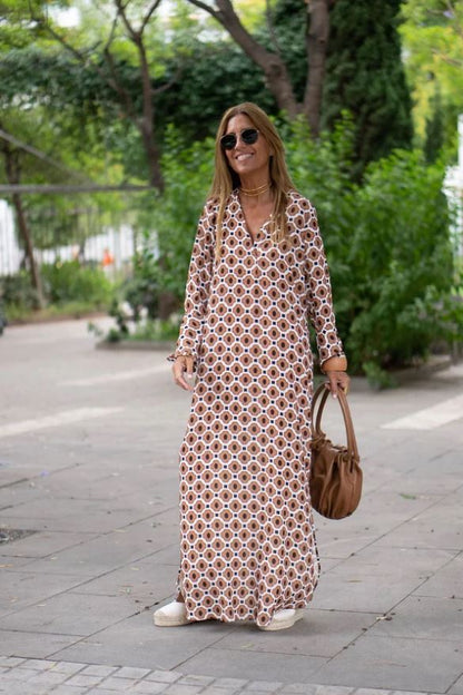 Bellevo | Robe Chic à Motif Marron
