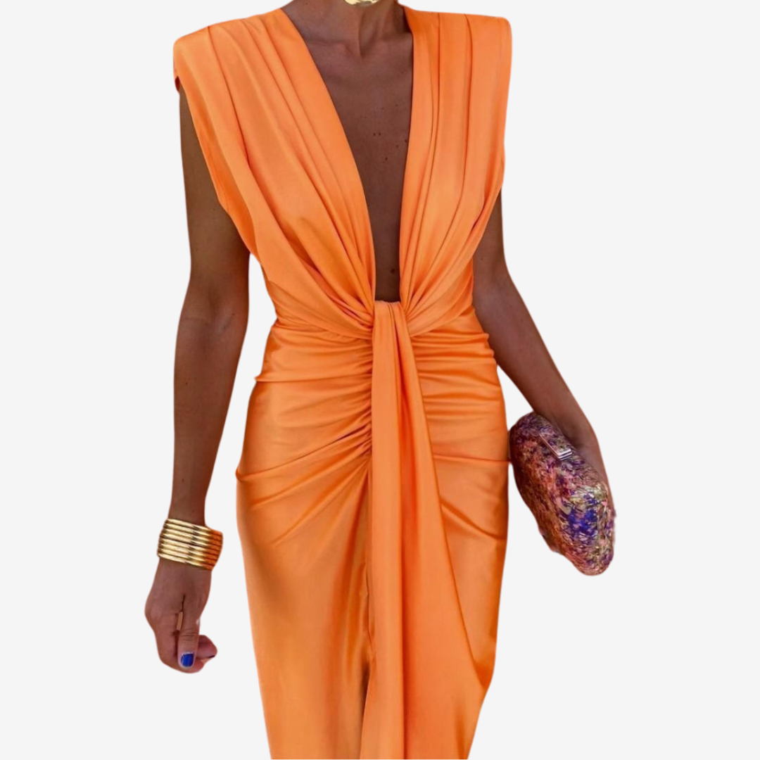Assia™ Robe Midi Drapée