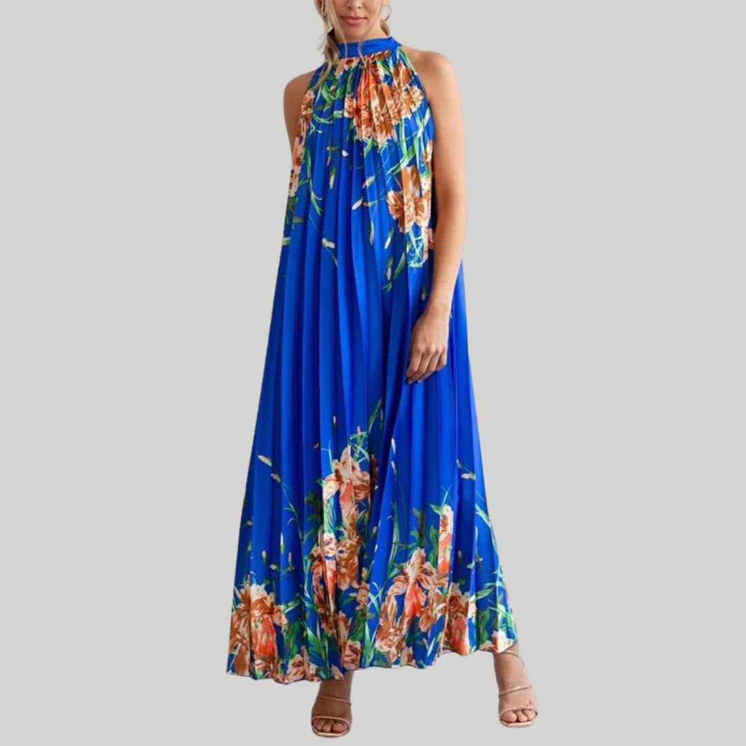 Pauline Laurent® | Maxi-robe fleurie à plis plissés