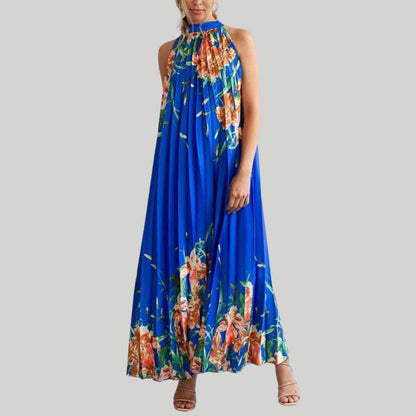 Pauline Laurent® | Maxi-robe fleurie à plis plissés