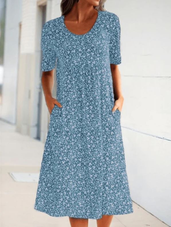 Robe florale à col rond