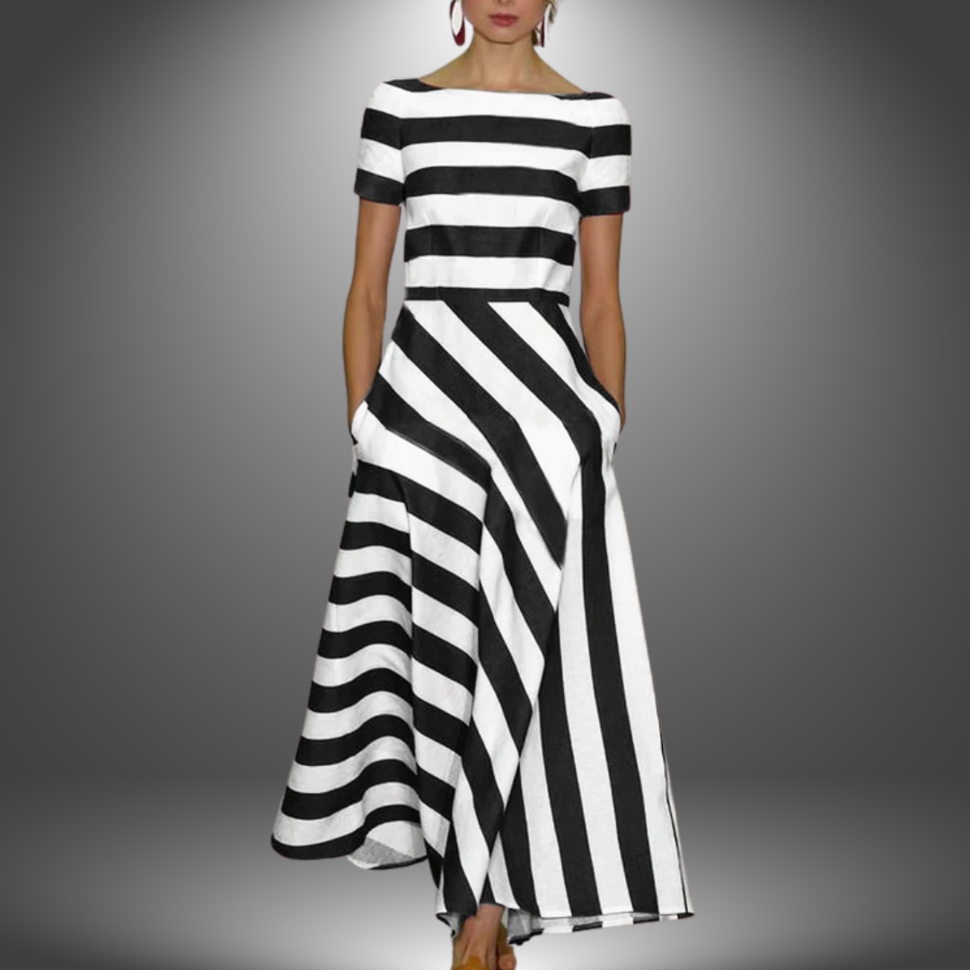 Tanith™ - Robe Rayée Fait Main Alliant Style Unique et Confort