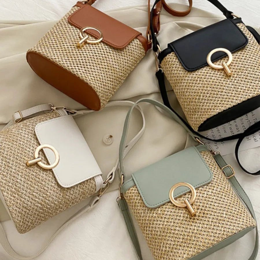 Maeva sac seau en paille tressée