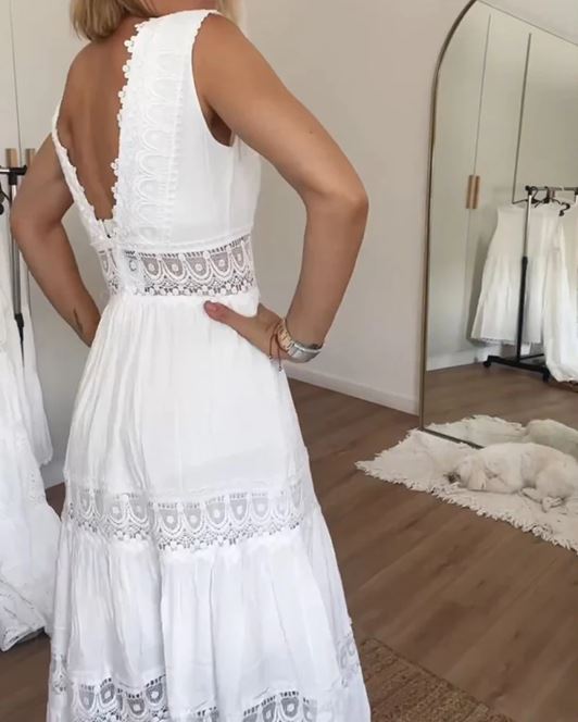 Robe débardeur en dentelle à encolure en V