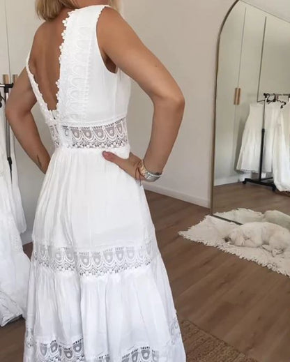 Robe débardeur en dentelle à encolure en V