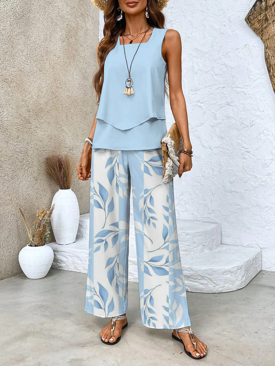 Ensemble de deux pièces avec haut et pantalon assortis