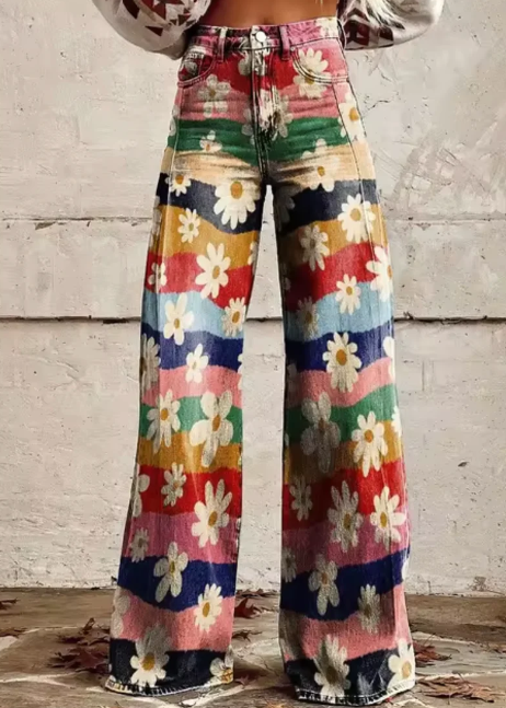 Pantalon large avec imprimé coloré