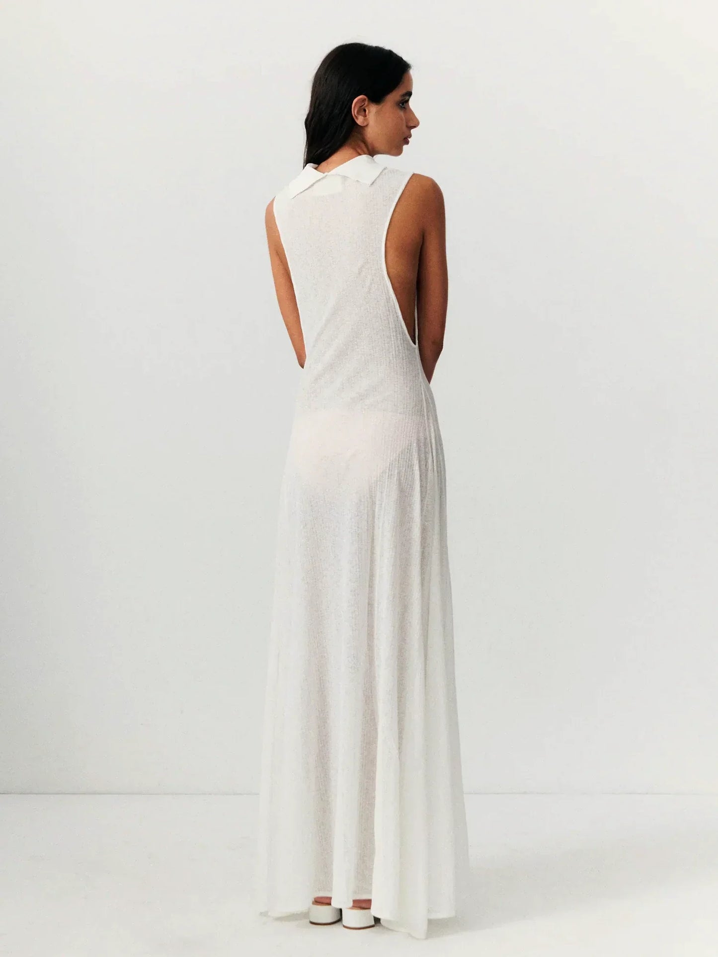 Robe Élégante Évasée Sans Manches