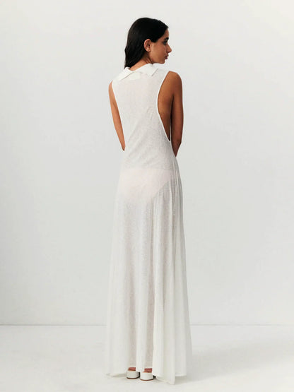 Robe Élégante Évasée Sans Manches