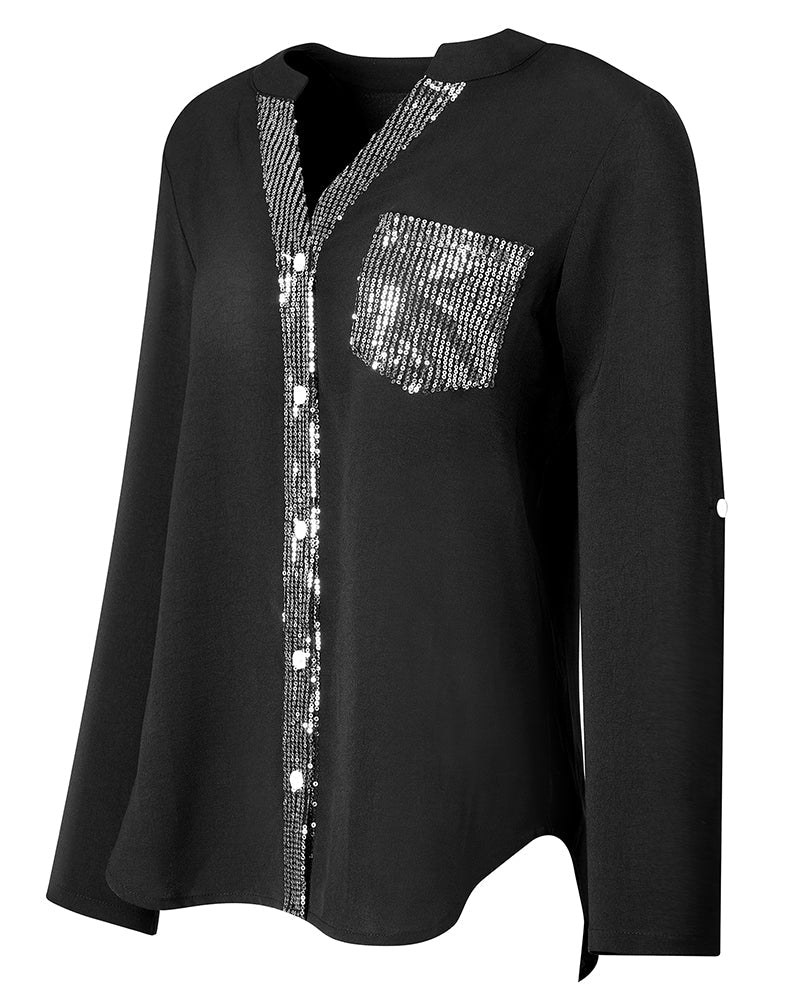 Chemise Décontracté En Paillettes