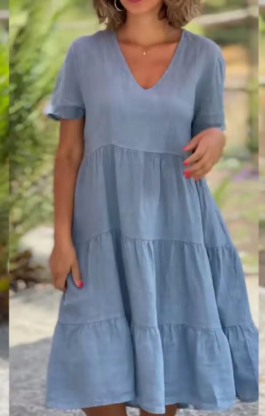 Robe décontractée en lin et coton pour femme