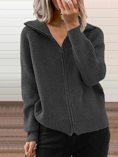 Veste pull zippée en coton épais douillette