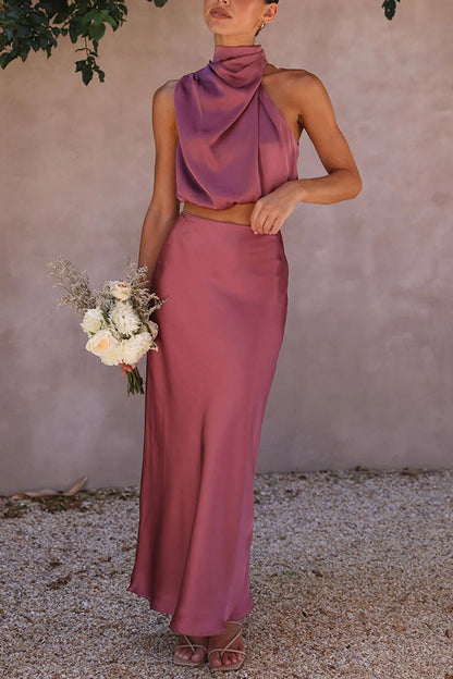 Costume deux pièces décontracté en satin