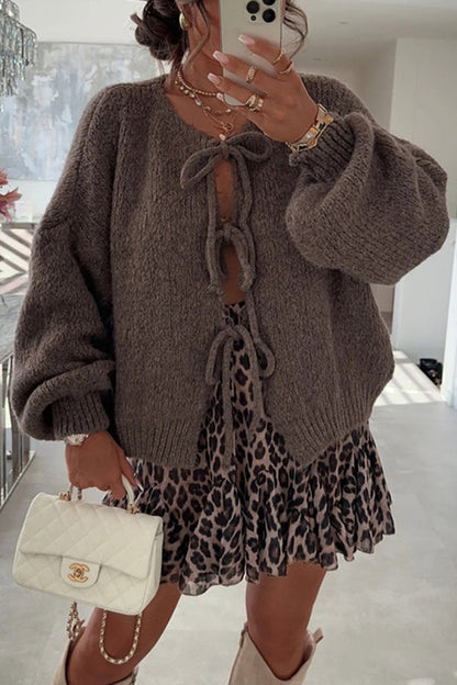Confortable pull en tricot col V avec lacets