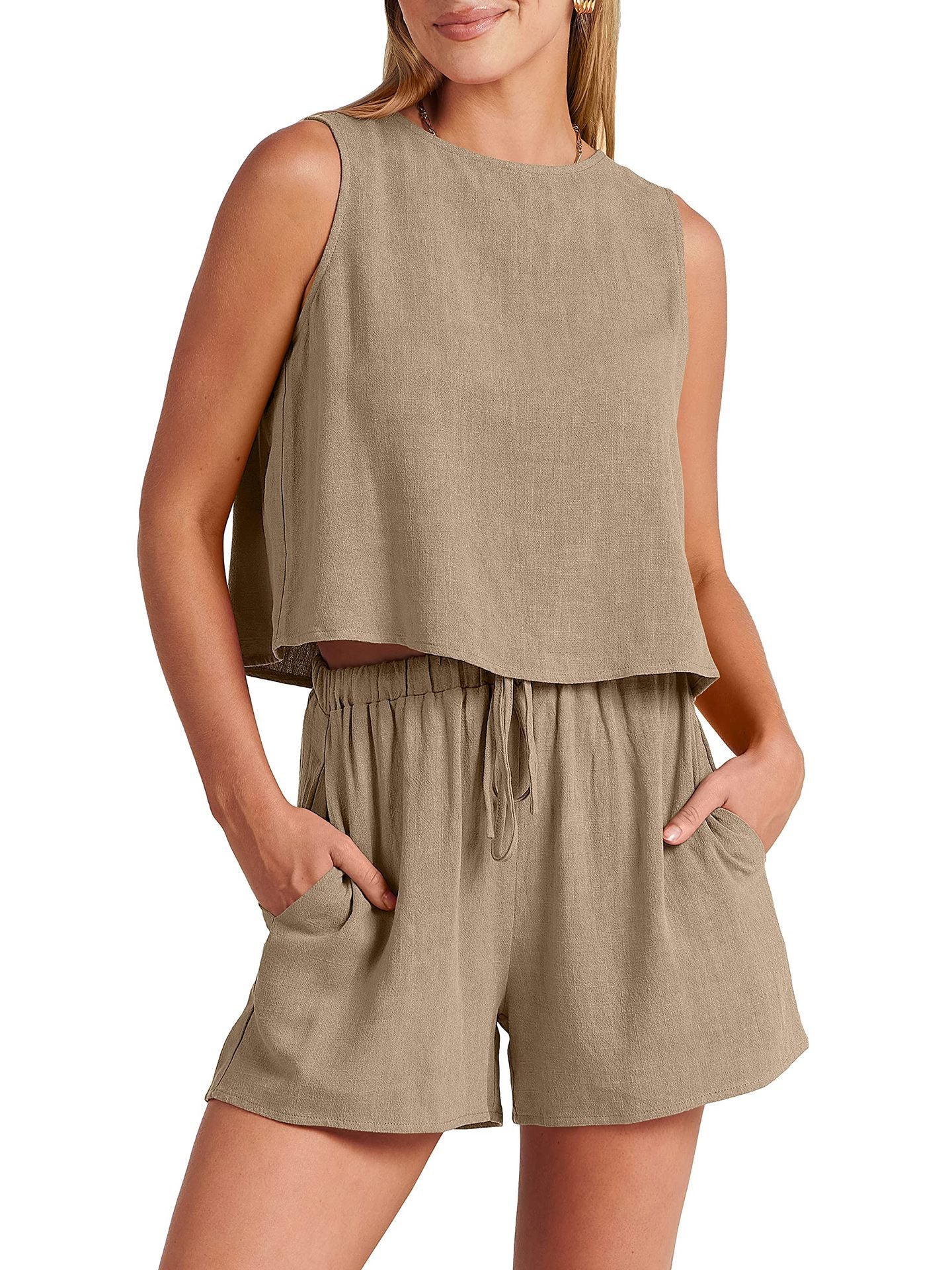 Ensemble Sans Manches À Haut Court Et Short Femmes