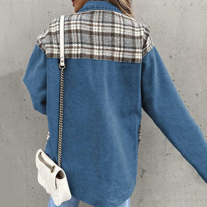 Veste à carreaux chic avec col classique pour femme