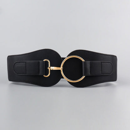 Ceinture large en cuir PU, simple et tendance