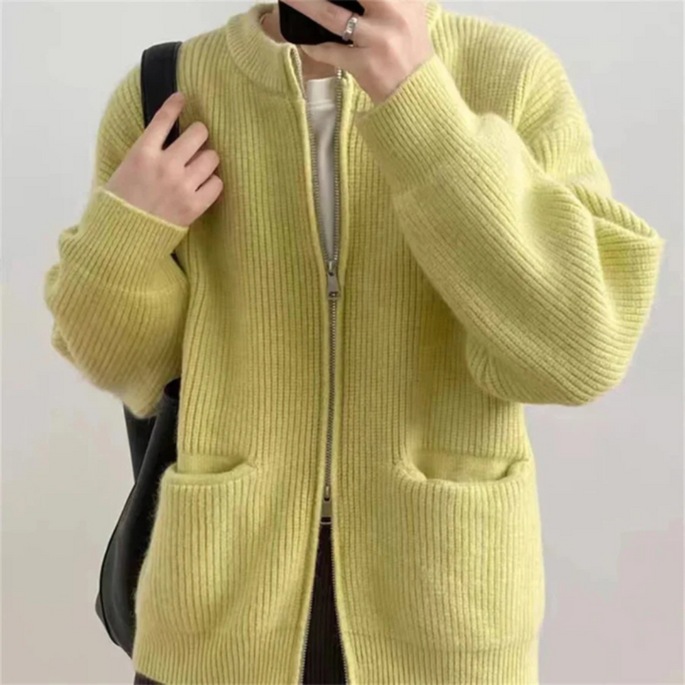 Cardigan élégant zippé pour femmes grande taille confortable