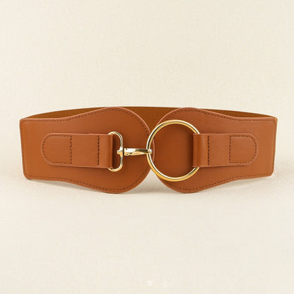 Ceinture large en cuir PU, simple et tendance