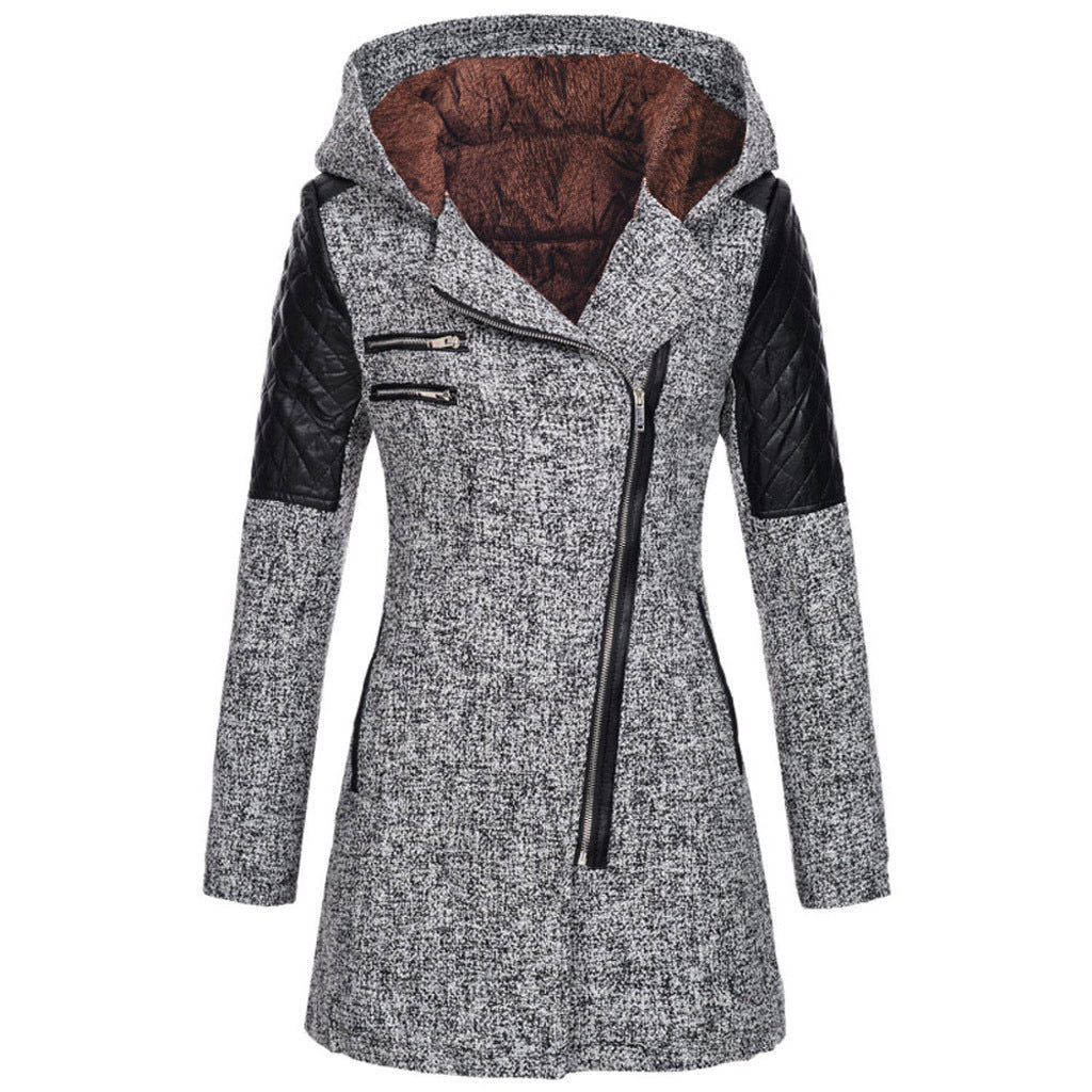 Manteau À Capuche Hivernal En Laine Pour Femmes